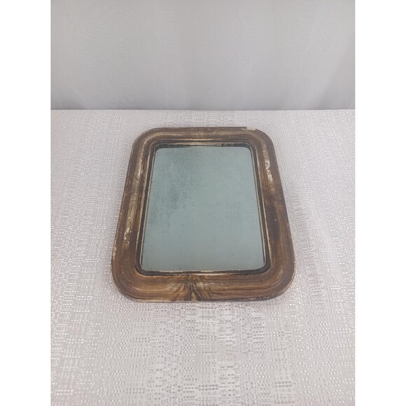 Antique Wall Mirror Louis Philippe Rounded Corners 13x10 19th Century - Picture 2 of 10